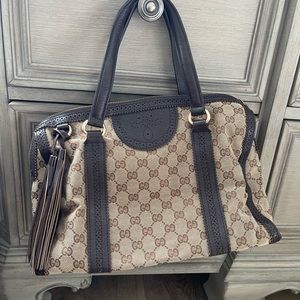 Italian bag genuine leather and canvas